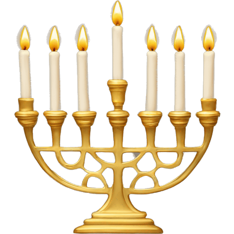 Gold Menorah with four candles on each side emoji