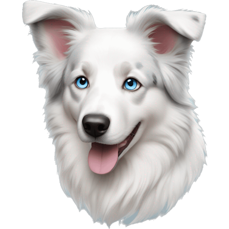 Solid white Australian shepherd blue eyes emoji