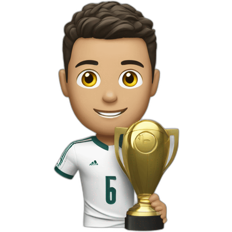 Cristiano Ronaldo holds the championship trophy emoji