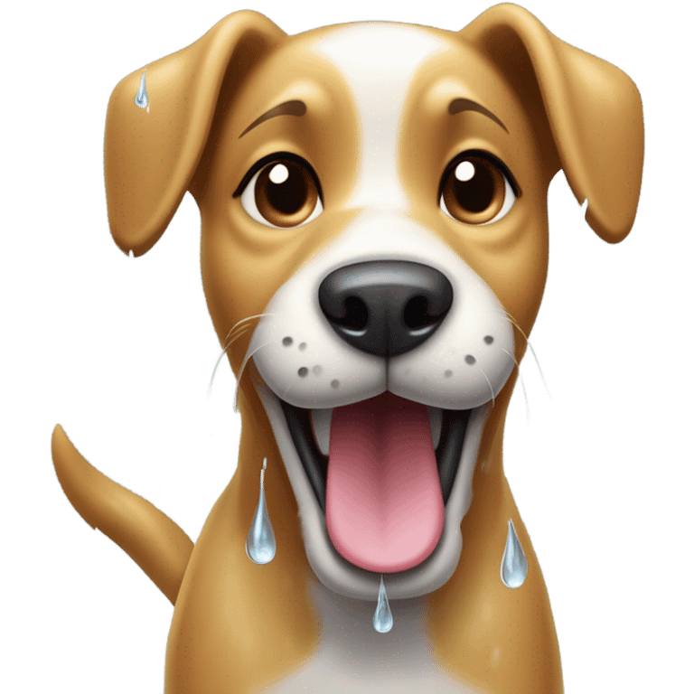 dog enjoying rainy day emoji