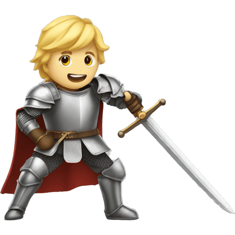 a knight with blond attacking with a sword emoji