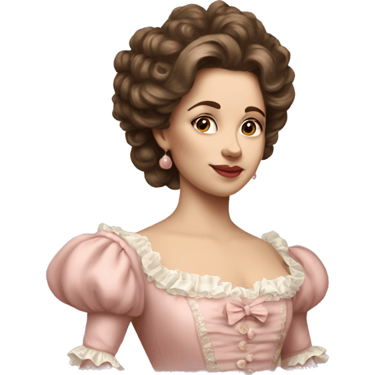 vintage rococo mixed woman with brown hair in a light pink gown  emoji