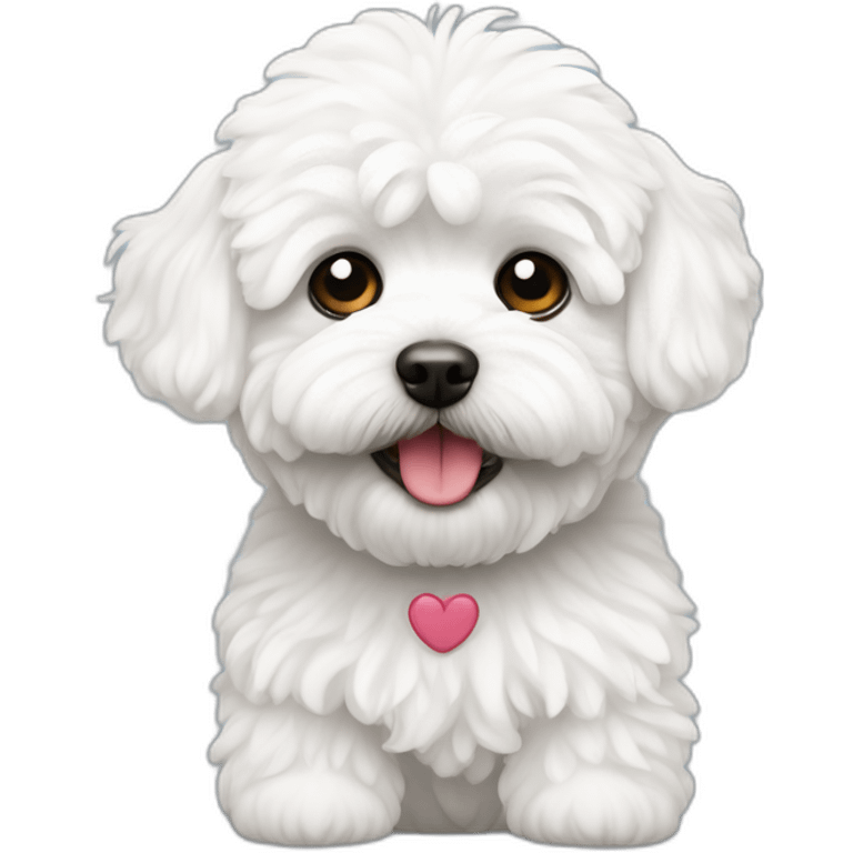 a white maltipoo with question mark icon emoji