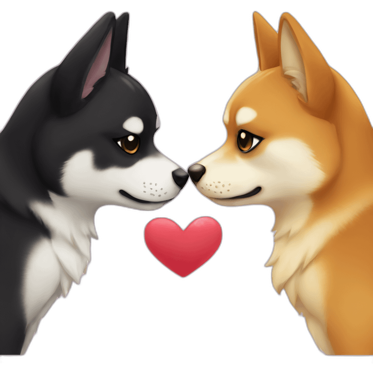 shibainu and black cat being-in-love emoji