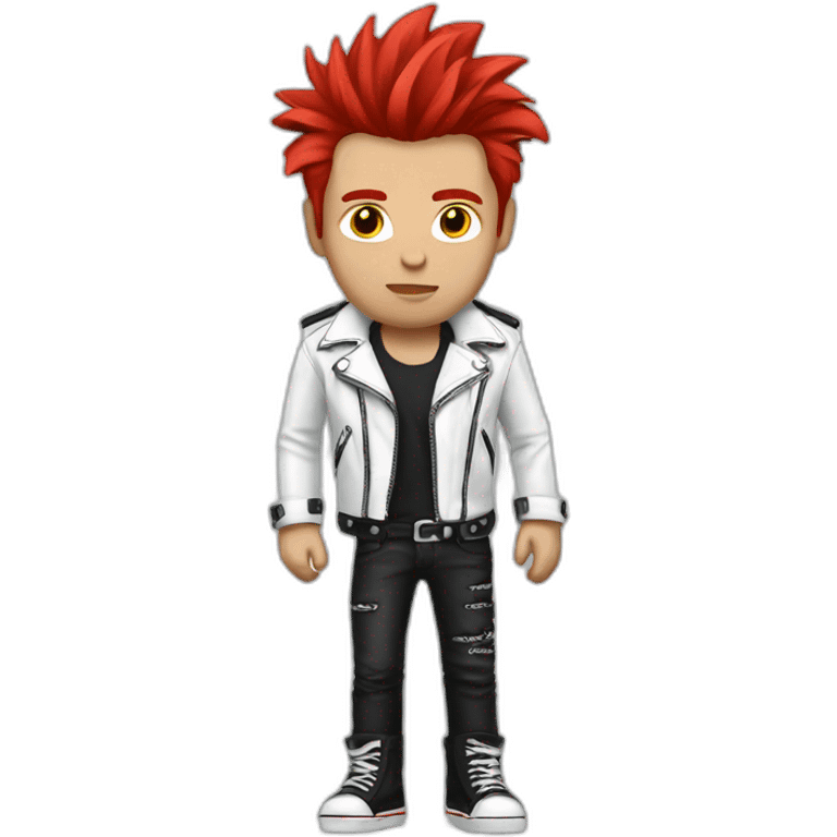 Punk male with white leather jacket with red hair emoji