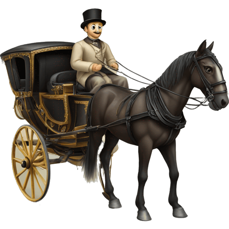 a man sits in a horse-drawn carriage from Russia in the 19th century emoji