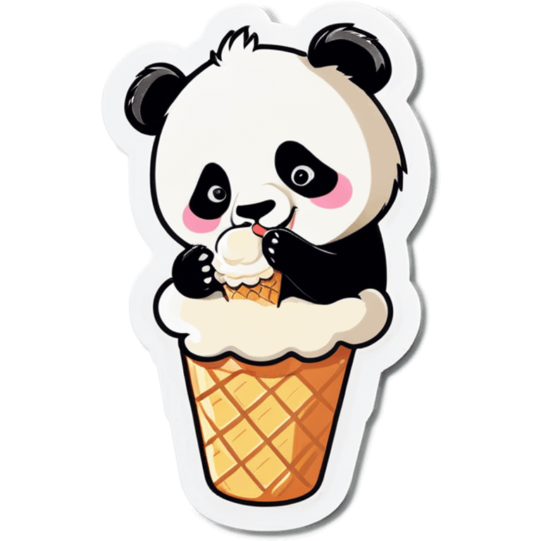 Panda eating ice cream emoji