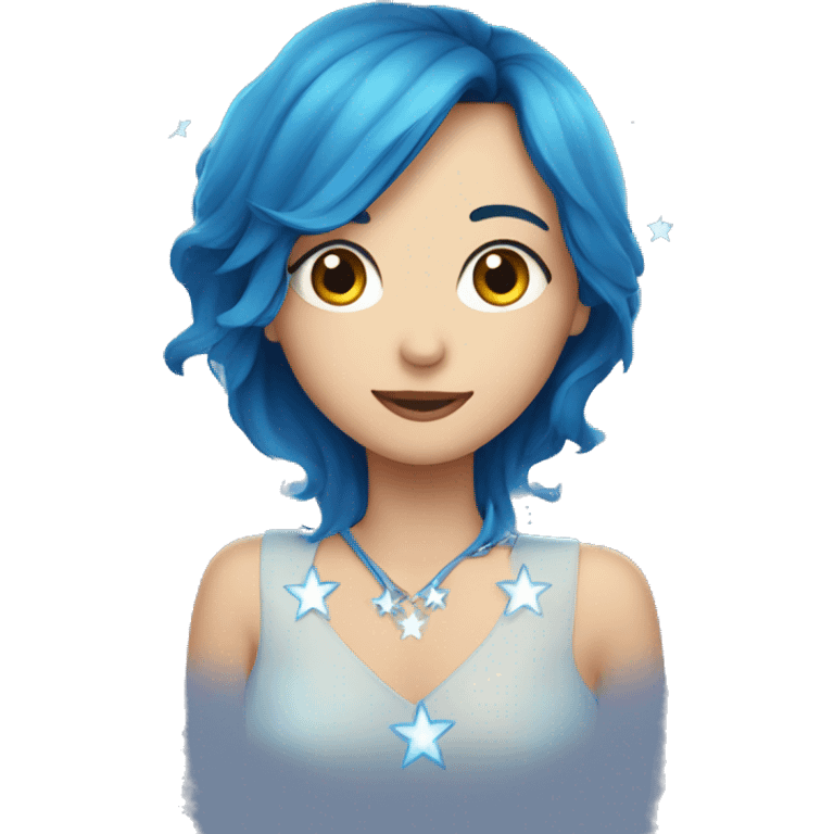 Corazón azul con estrellas emoji