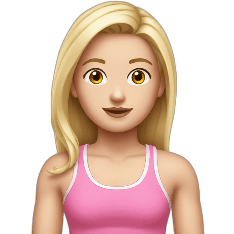 A white girl wear a pink sport tank top emoji