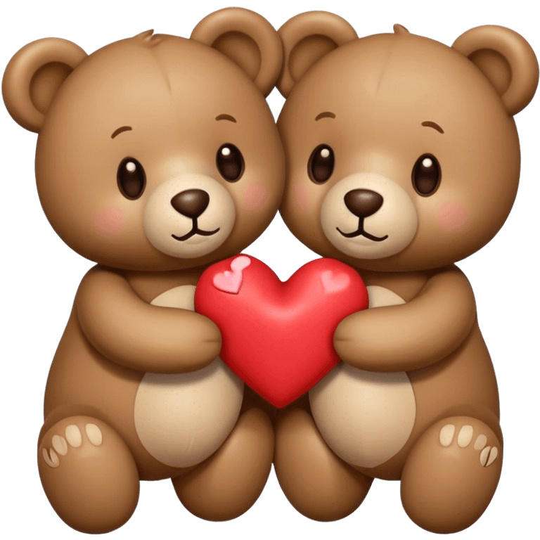 Two teddy bears holding hearts emoji