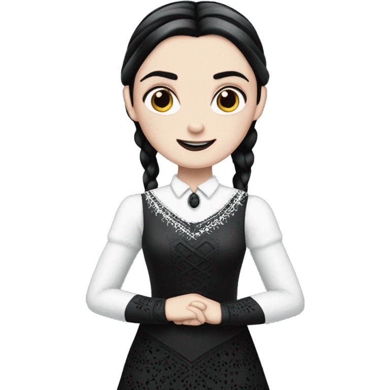 wednesday addams wearing frozen's elsa dress emoji