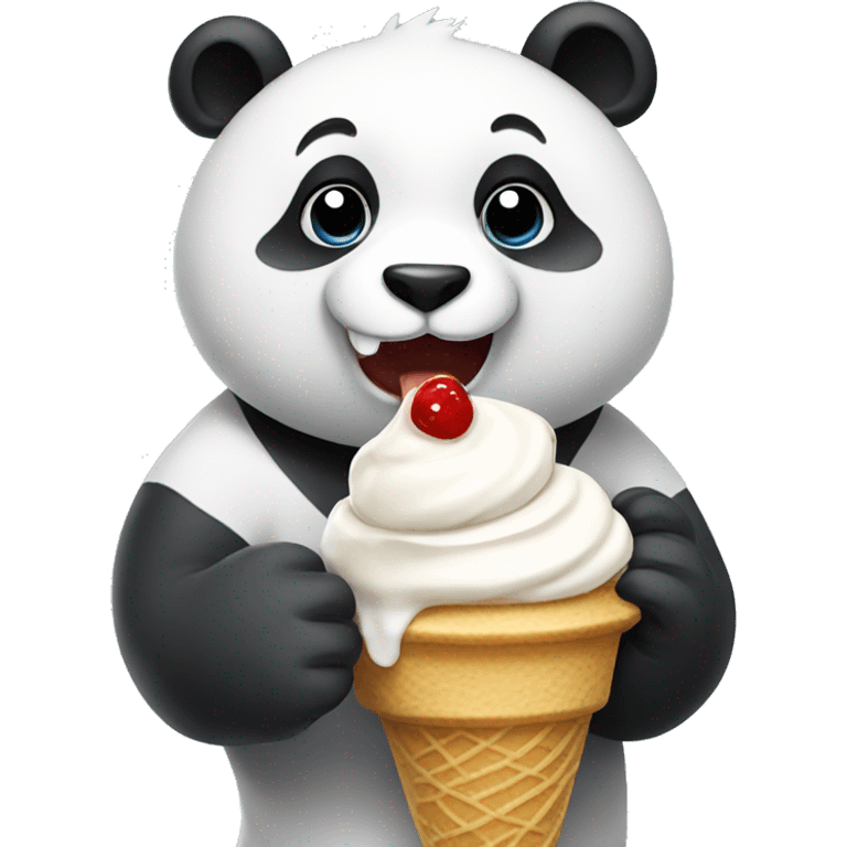 Panda eating ice cream emoji