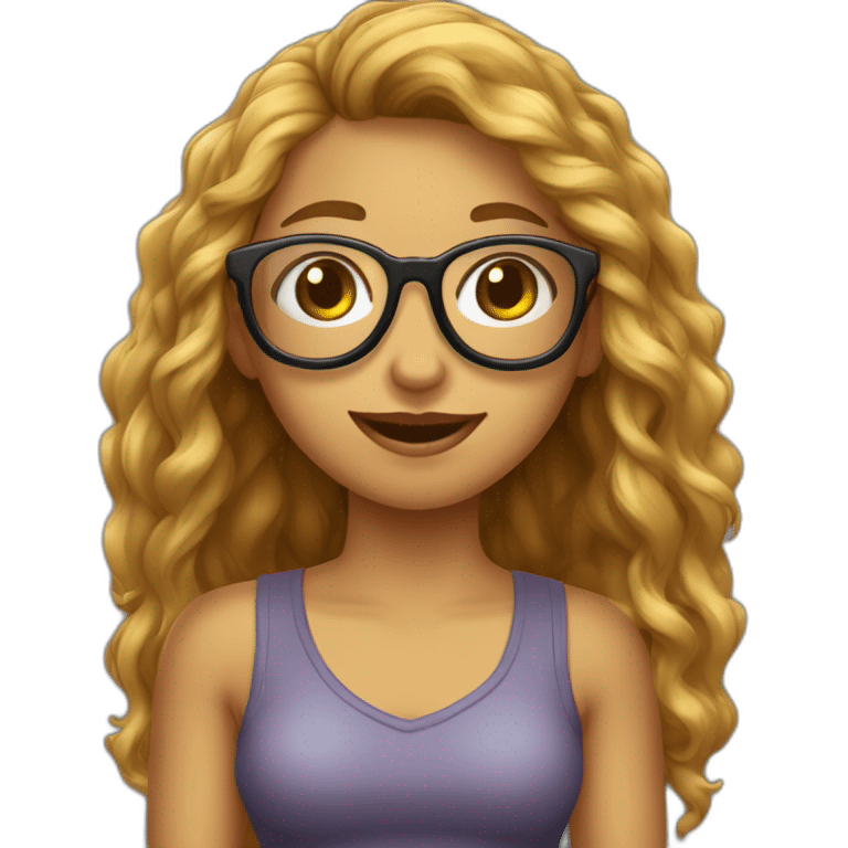 Una chica de pelo castaño de 17 años con gafas emoji