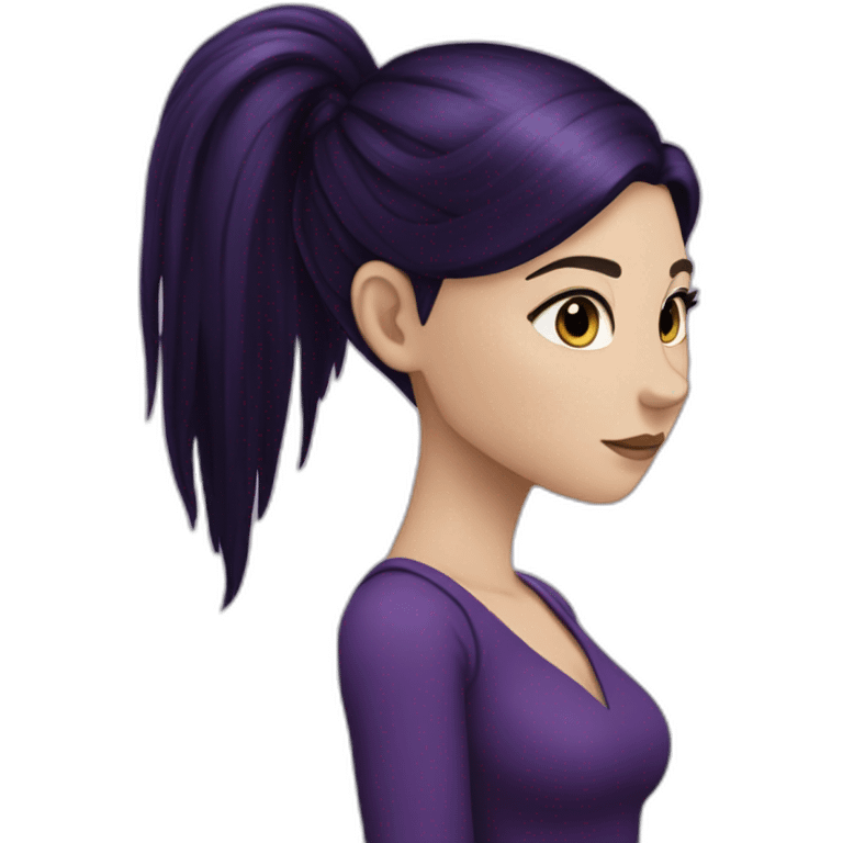 White girl with long straight black and purple hair Raven Queen emoji