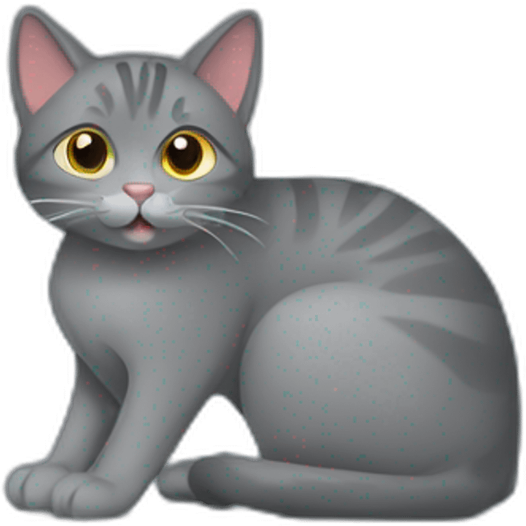 Grey cat sitting on laptop emoji