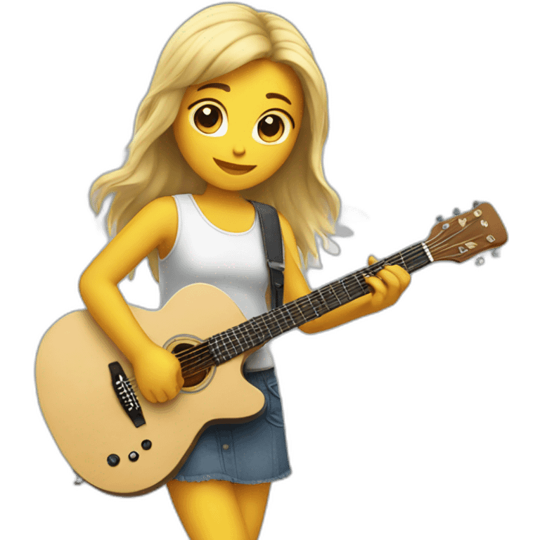 Girl with angel wing playing guitar emoji