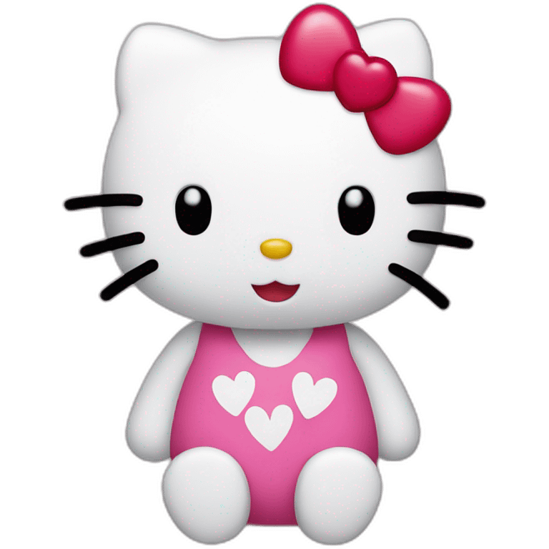 Hello kitty with hearts emoji