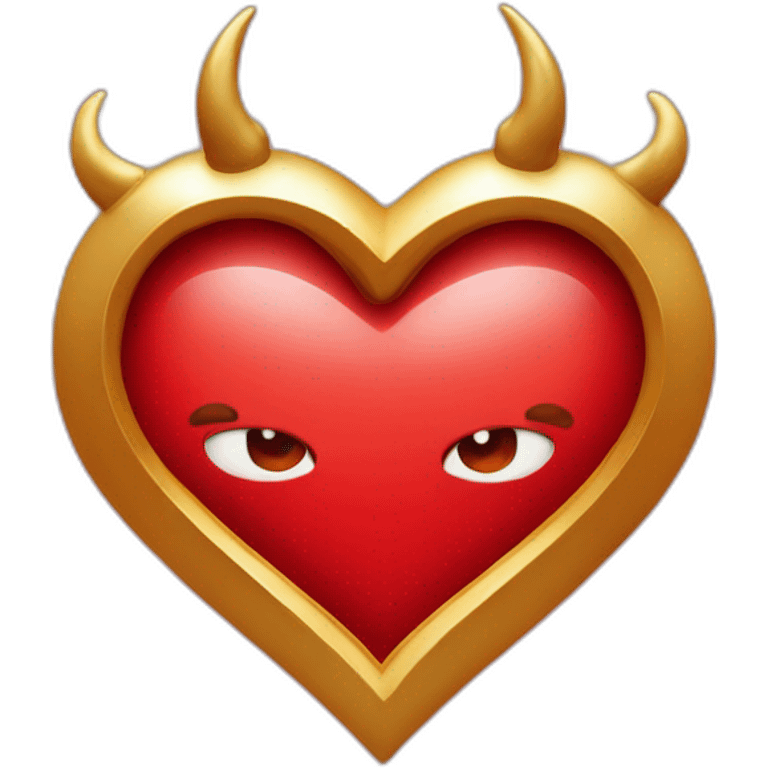 Red heart frame with gold horns emoji