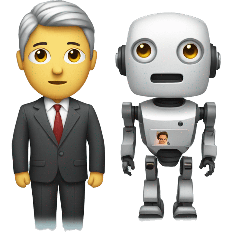 journalist with head of robot emoji