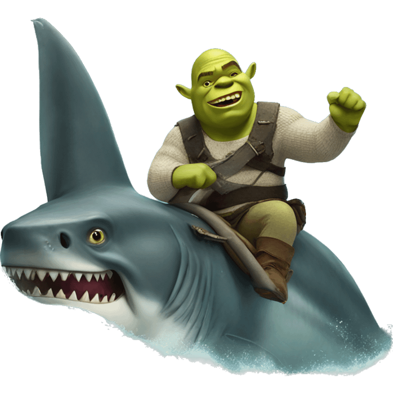 shrek riding the megalodon emoji