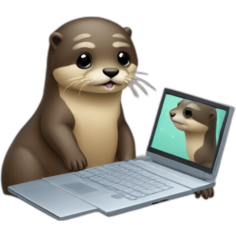 Loutre qui joue sur un pc emoji