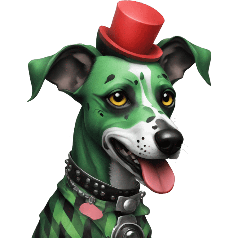 Punk Green gray black red punk dog joker clown facepaint tattoos punk lurcher surrealism  emoji