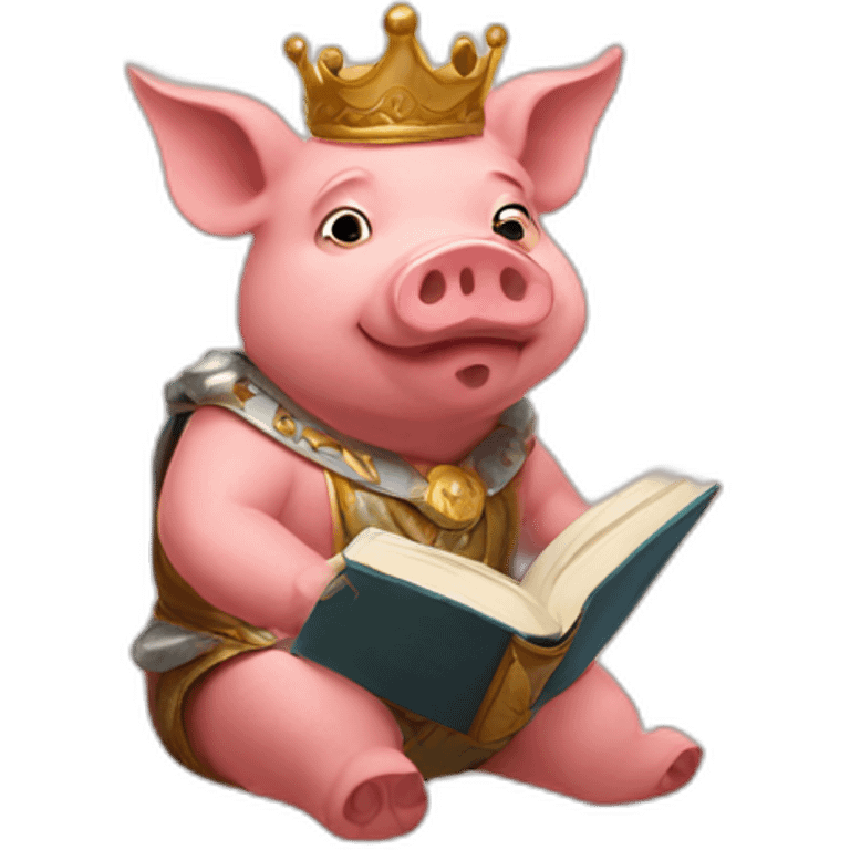 pig king read book emoji