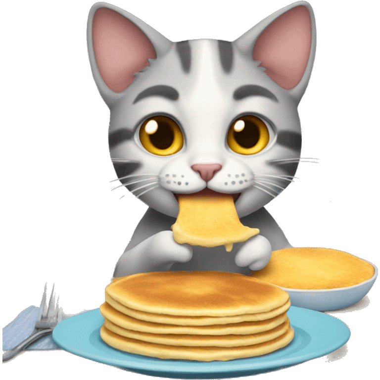 cat eating pancakes emoji