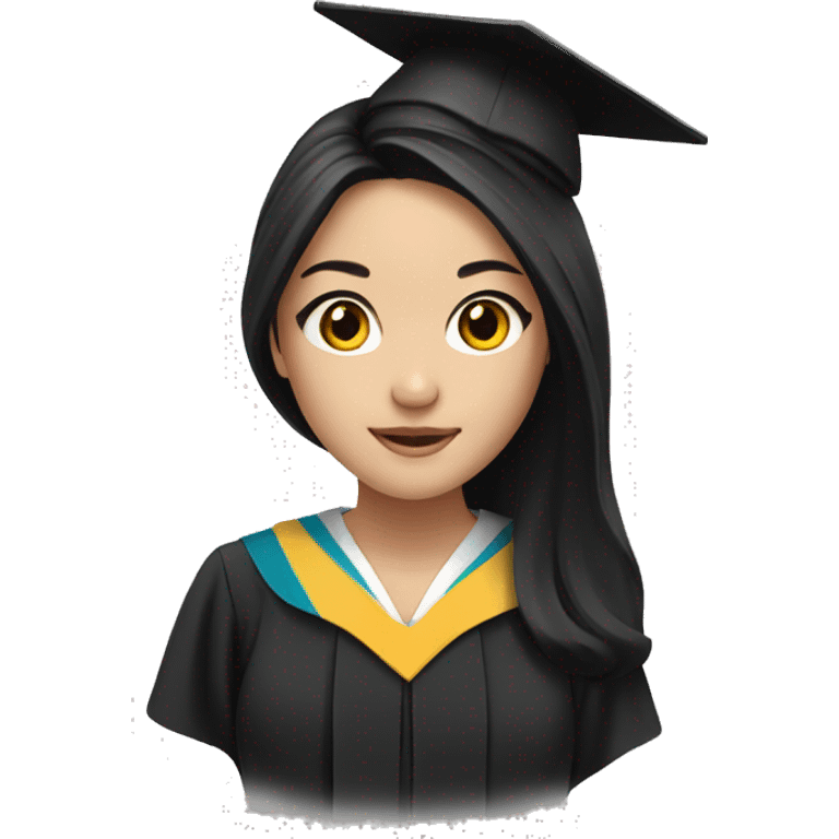 asian graduation girl with long black hair emoji