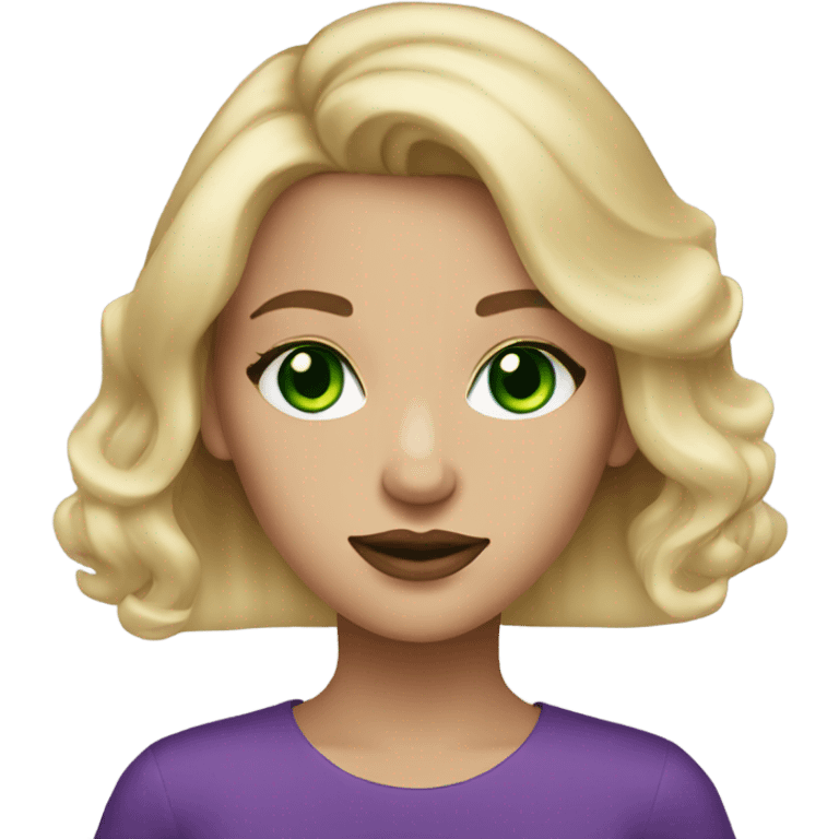 Blonde girl with Green eyes & purple eye shadow  emoji