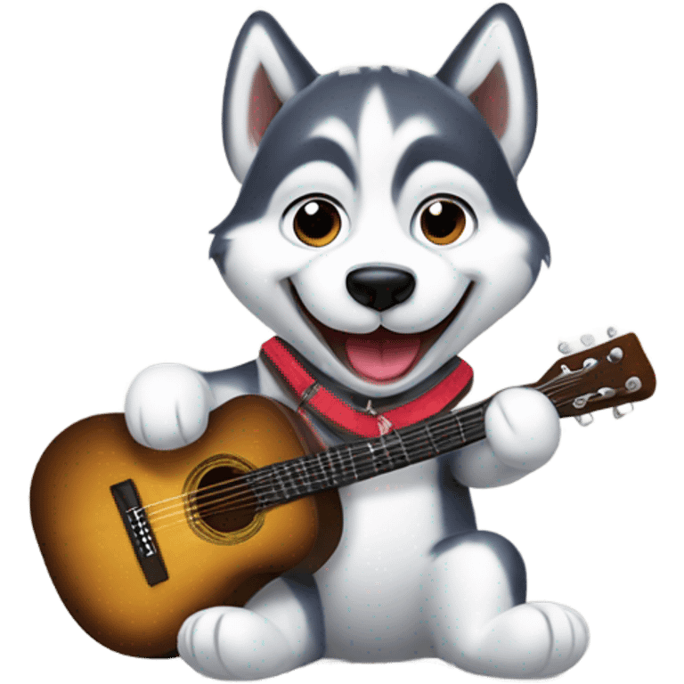 Husky playing guitar emoji