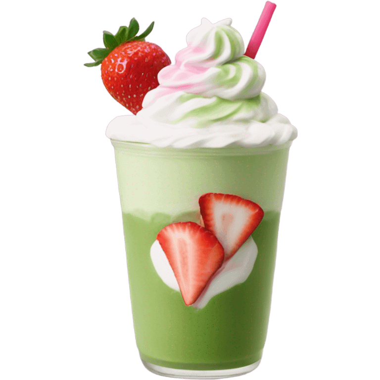 Iced matcha strawberry latte emoji