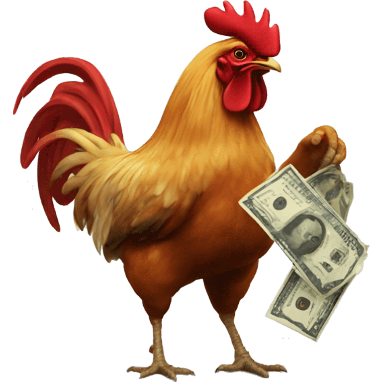 Rooster throwing some cash emoji