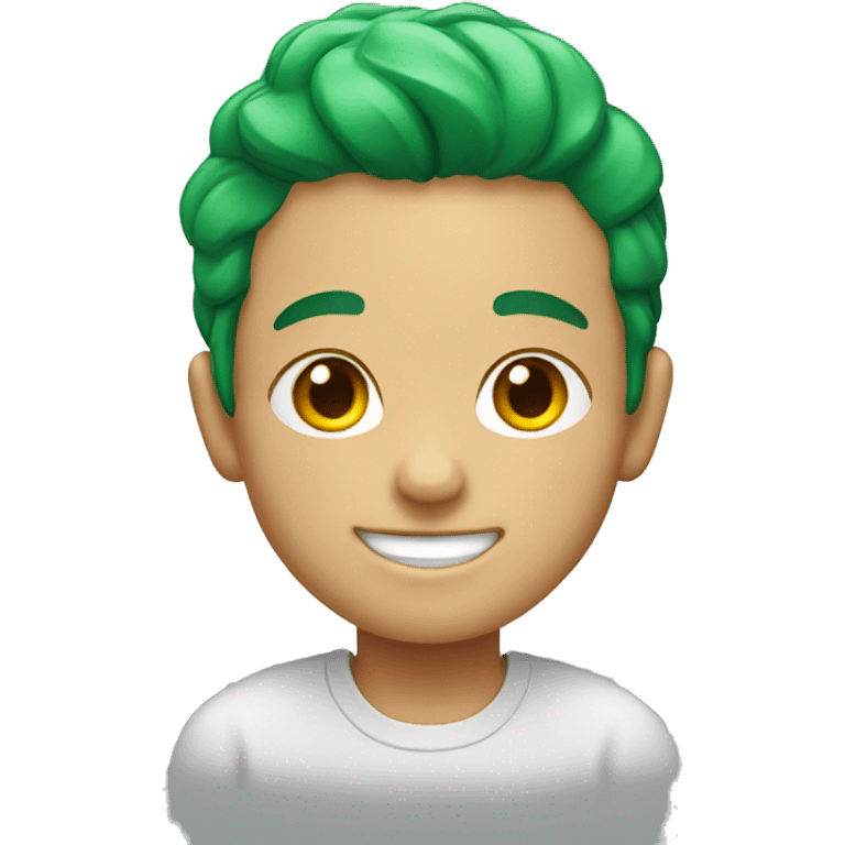 smiling boy with green hair emoji