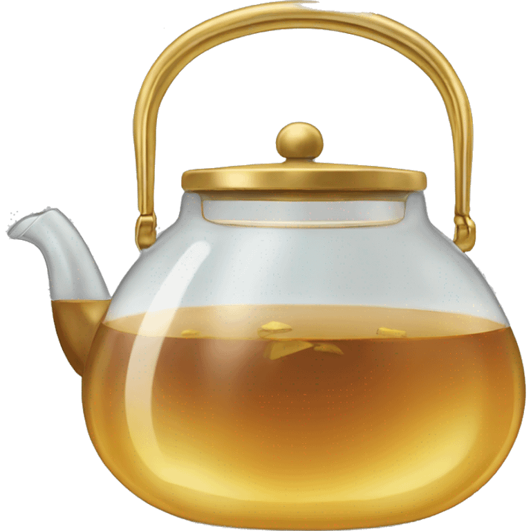 glass tea kettle with gold tea emoji