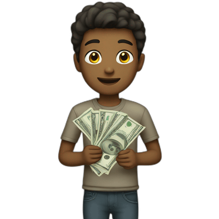 Boy with money emoji