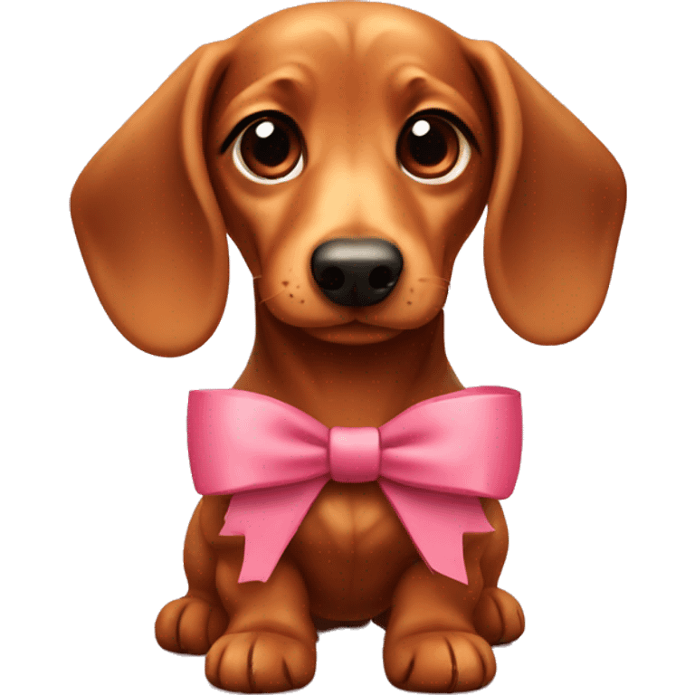 Cute daschund with a bow emoji