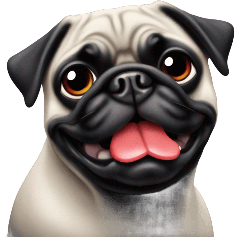 Black pug with red lips emoji