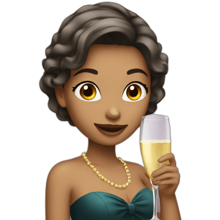 A girl with champagne  emoji