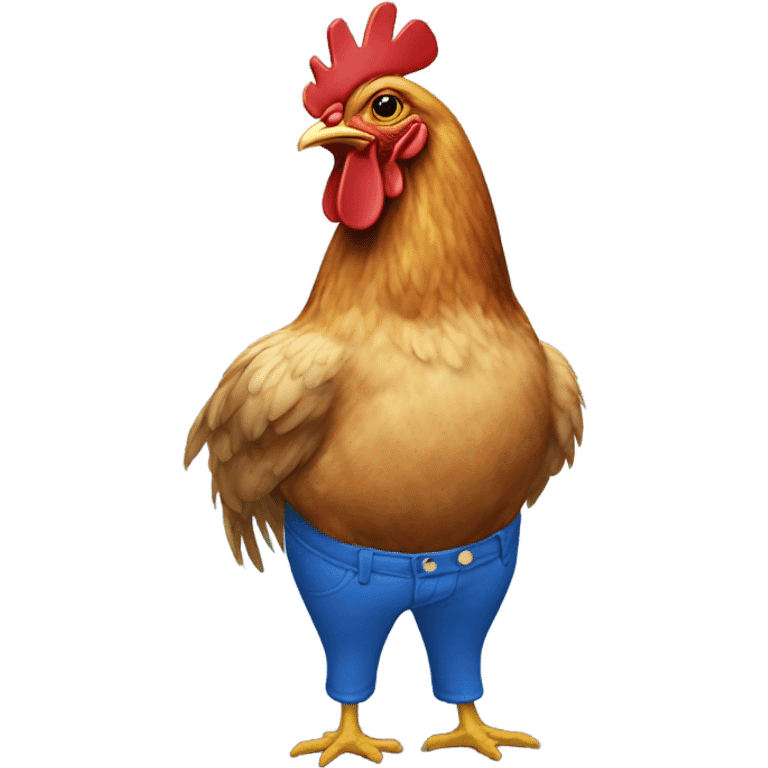 Chicken wearing pants that are blue emoji