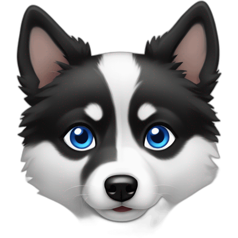 Pomsky black & whire blue eyes emoji