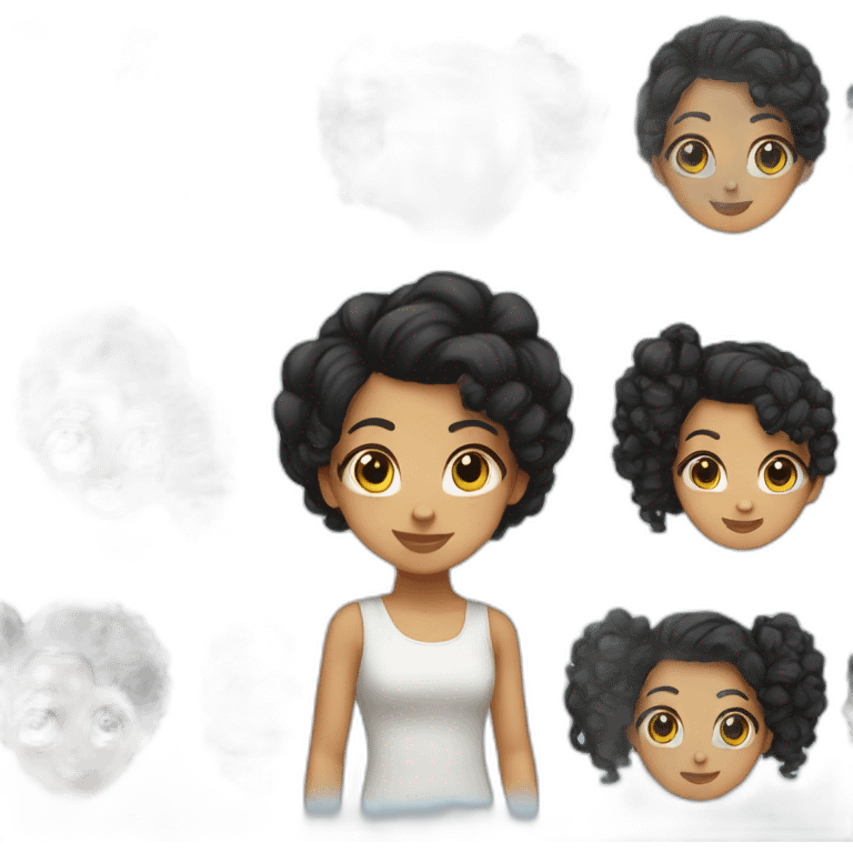 Child girl with black curly hair in a bun emoji