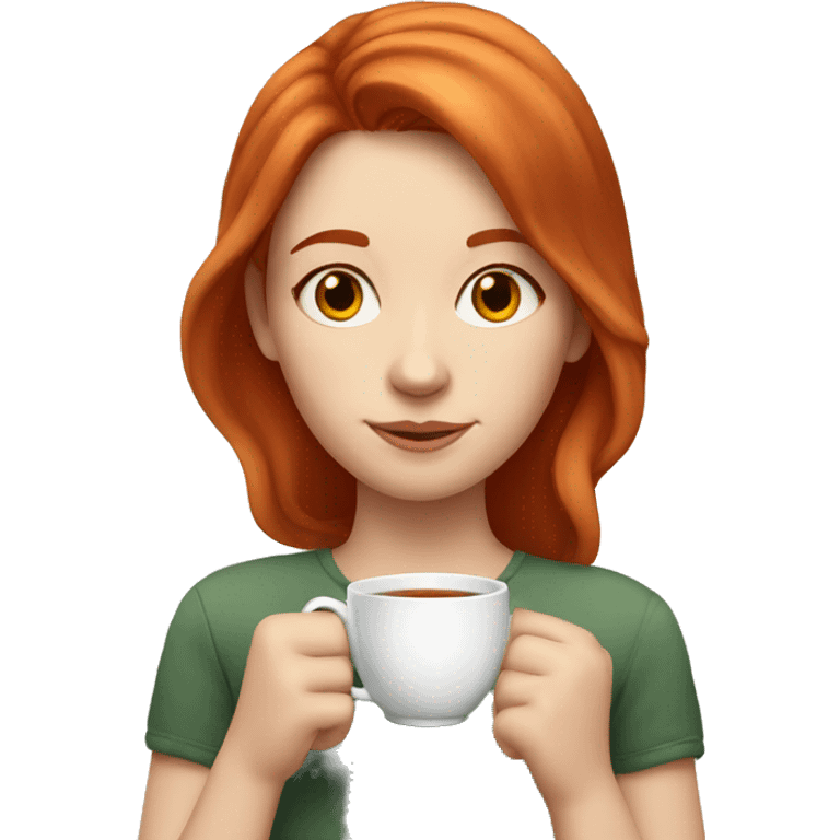 red-haired girl with fair skin drinking tea emoji