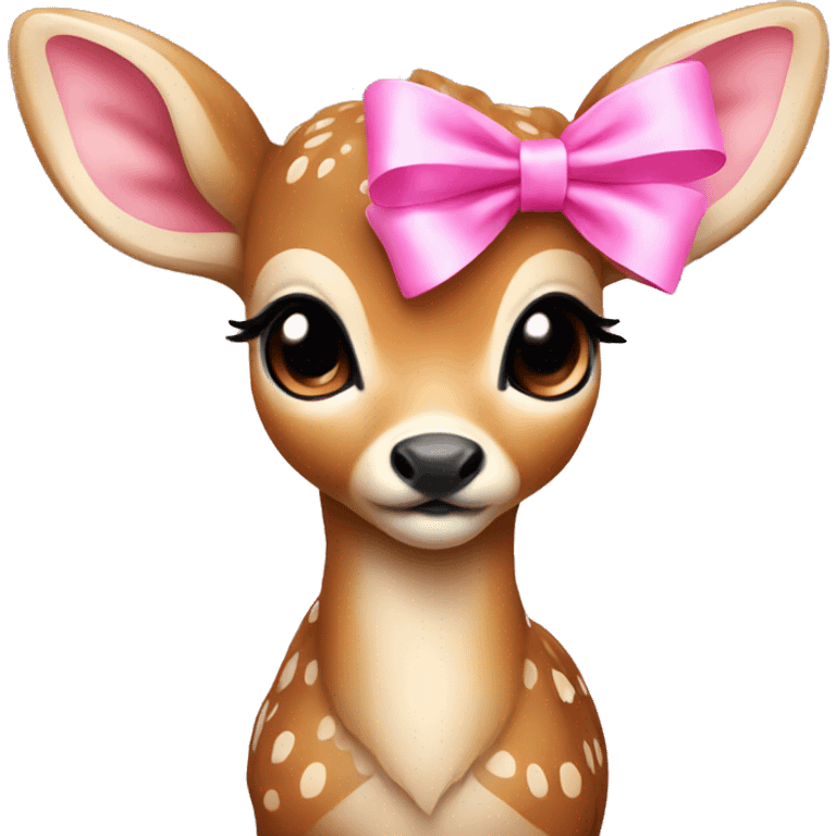 Baby deer with pink bow emoji