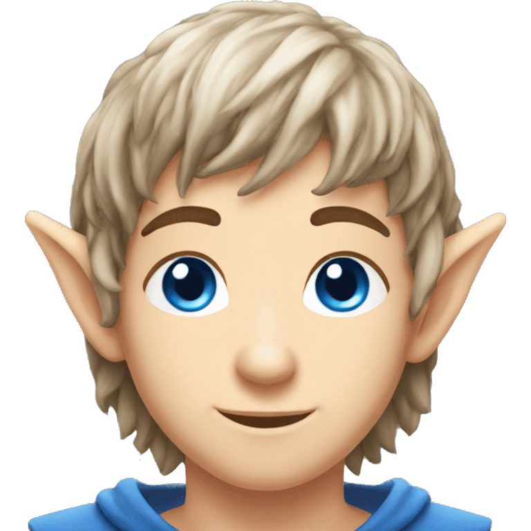 a twink elf with fluffy brown gamer hair and blue eyes and long elf ears emoji