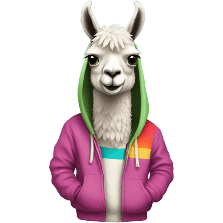 Llama wearing a hoodie emoji