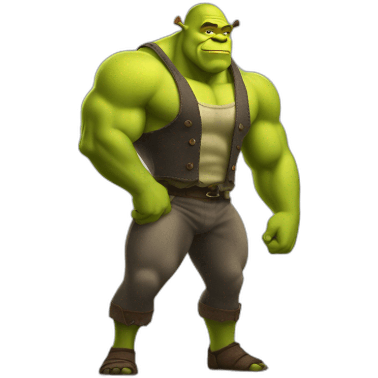 Shrek doing a standing bodybuilding pose emoji