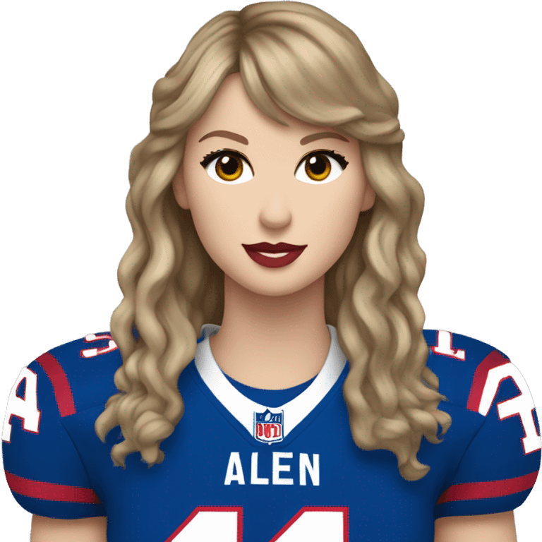 Taylor swift with a josh Allen jersey on emoji