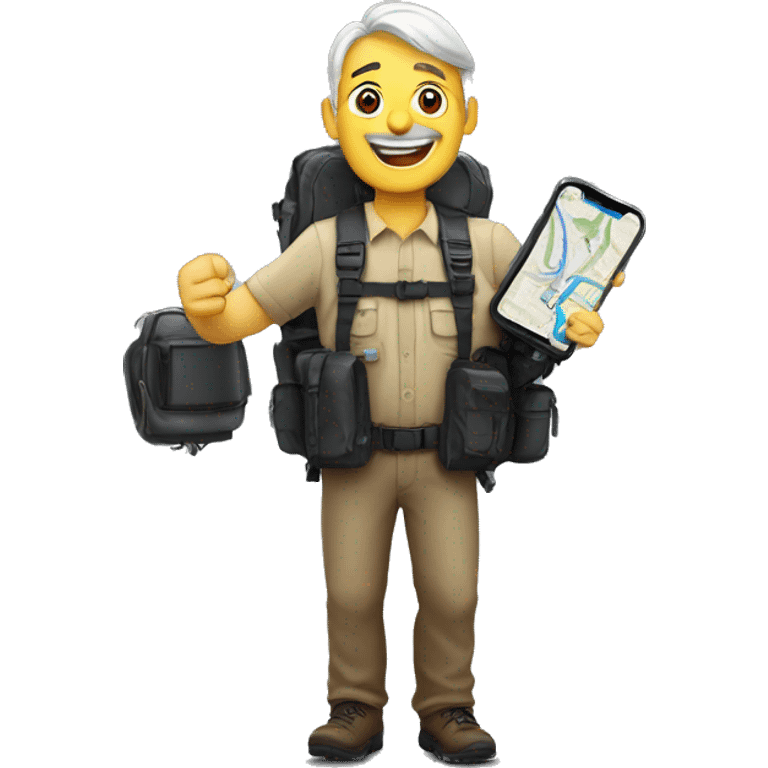 A German with a Garmin GPS in his hands (happy) emoji