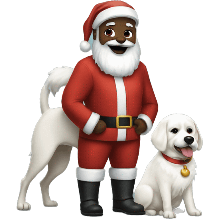 Black Santa with a white pooch emoji